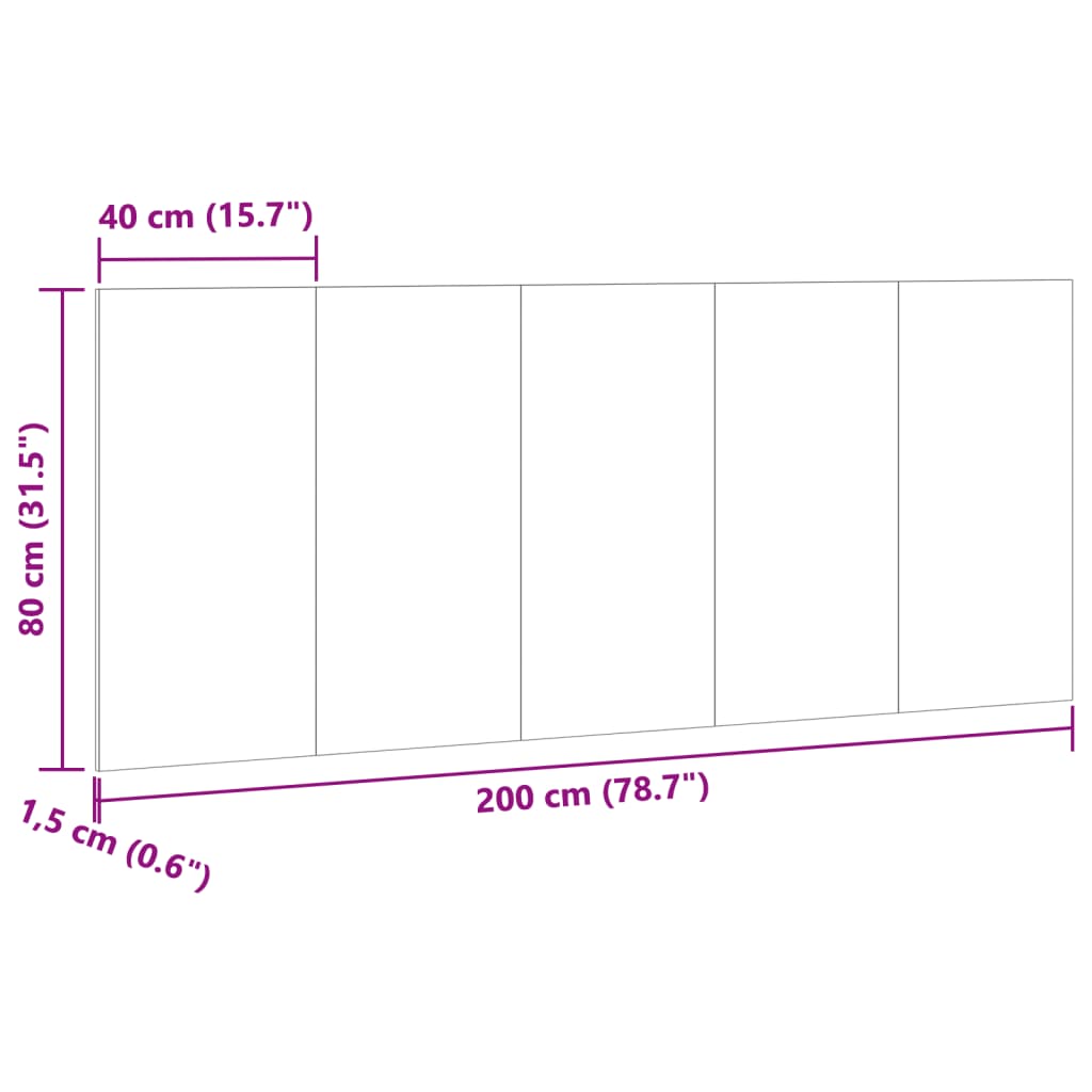 vidaXL Tăblie de pat, lemn vechi, 200x1,5x80 cm, lemn prelucrat
