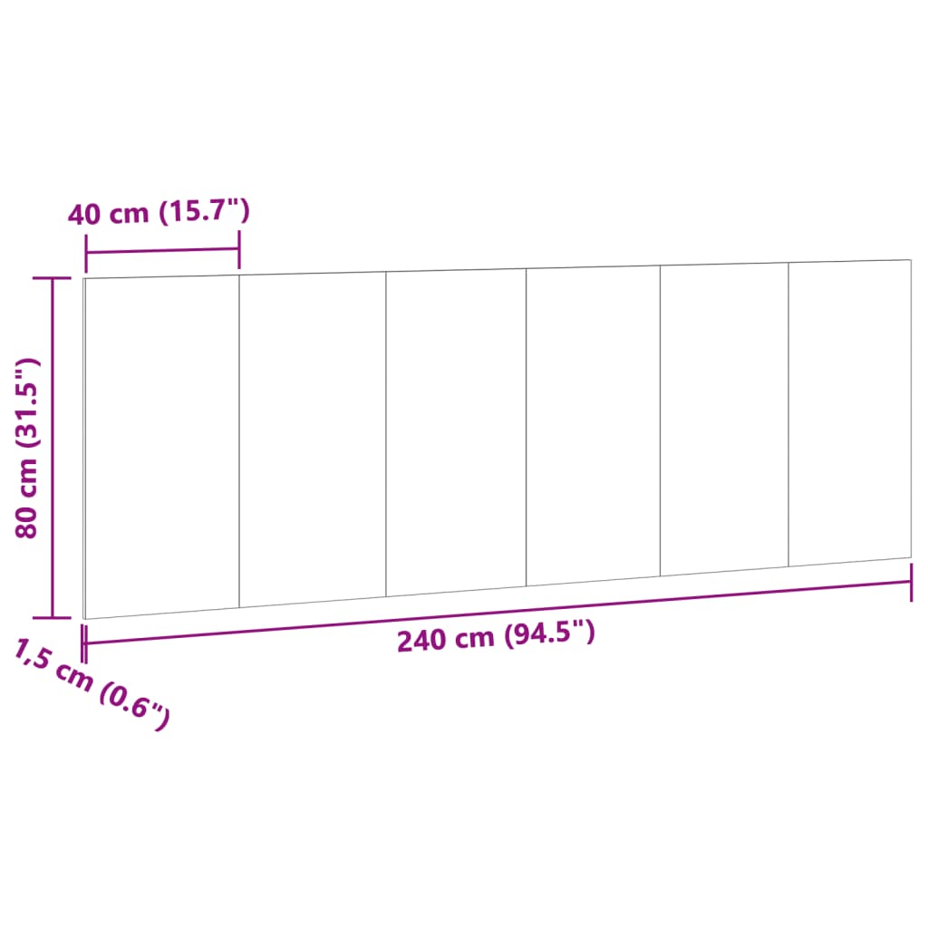 vidaXL Tăblie pat de perete lemn artizanal 240x1,5x80 cm lemn compozit vidaXL Tăblie pat de perete lemn artizanal 240x1,5x80 cm lemn compozit