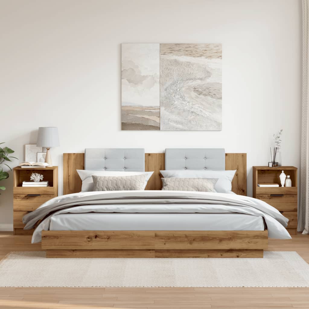 vidaXL Noptiere, 2 buc., stejar artizanal, 40x36x65 cm, lemn prelucrat