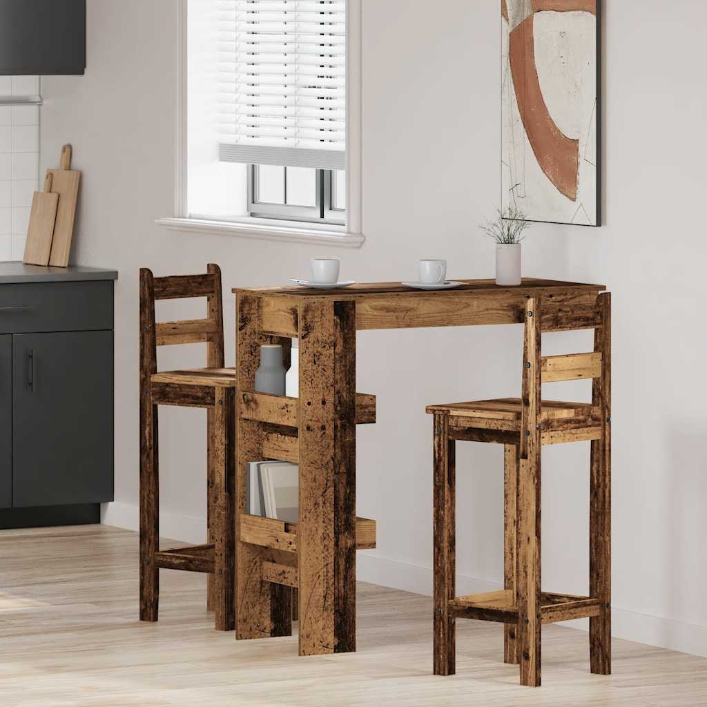 vidaXL Masă bar de perete, lemn vechi, 102x45x103,5 cm, lemn compozit vidaXL Masă bar de perete, lemn vechi, 102x45x103,5 cm, lemn compozit