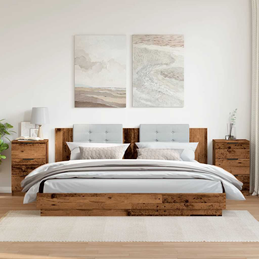 vidaXL Noptiere, 2 buc, lemn învechit, 40x36x65 cm, lemn prelucrat