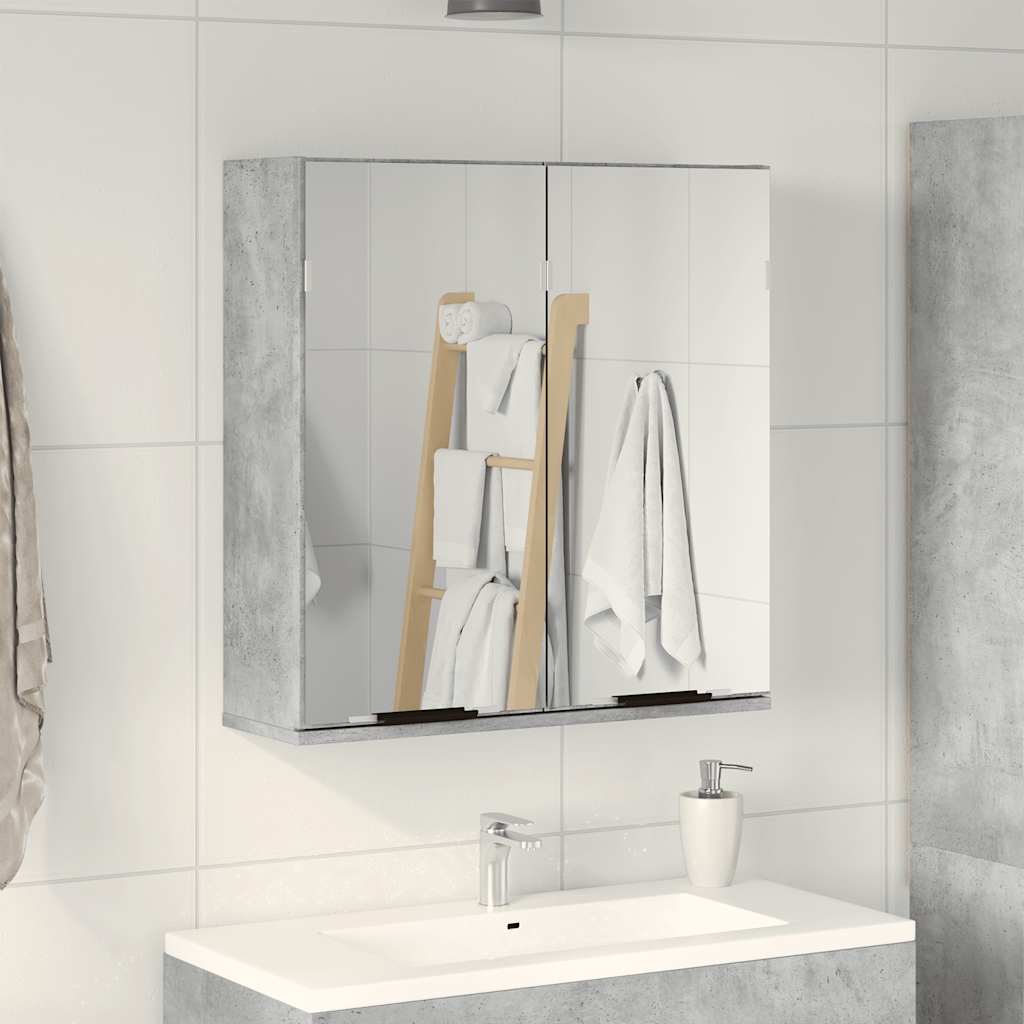 vidaXL Dulap de baie cu oglindă, gri beton, 64x20x66,5 cm, PAL vidaXL Dulap de baie cu oglindă, gri beton, 64x20x66,5 cm, PAL