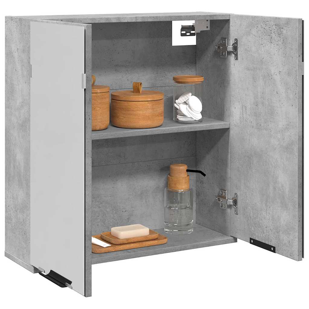 vidaXL Dulap de baie cu oglindă, gri beton, 64x20x66,5 cm, PAL vidaXL Dulap de baie cu oglindă, gri beton, 64x20x66,5 cm, PAL