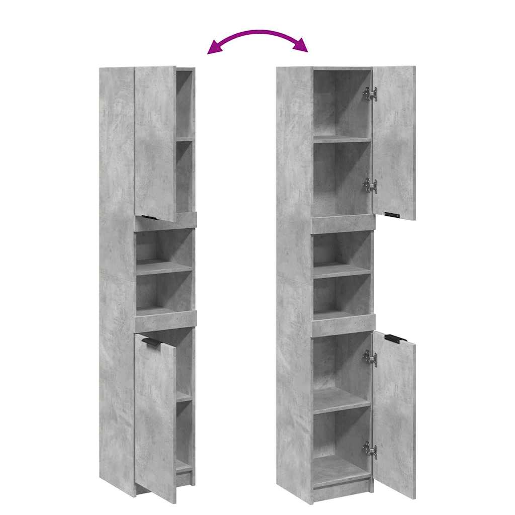 vidaXL Dulap de baie, gri beton, 32x34x188,5 cm, lemn compozit