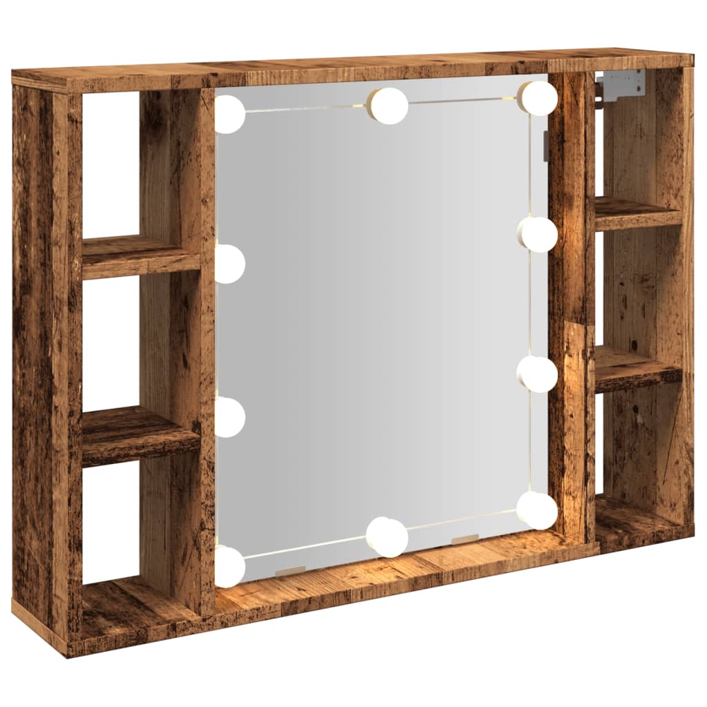 vidaXL Dulap cu oglindă și LED lemn vechi 76x15x55 cm, lemn prelucrat vidaXL Dulap cu oglindă și LED lemn vechi 76x15x55 cm, lemn prelucrat