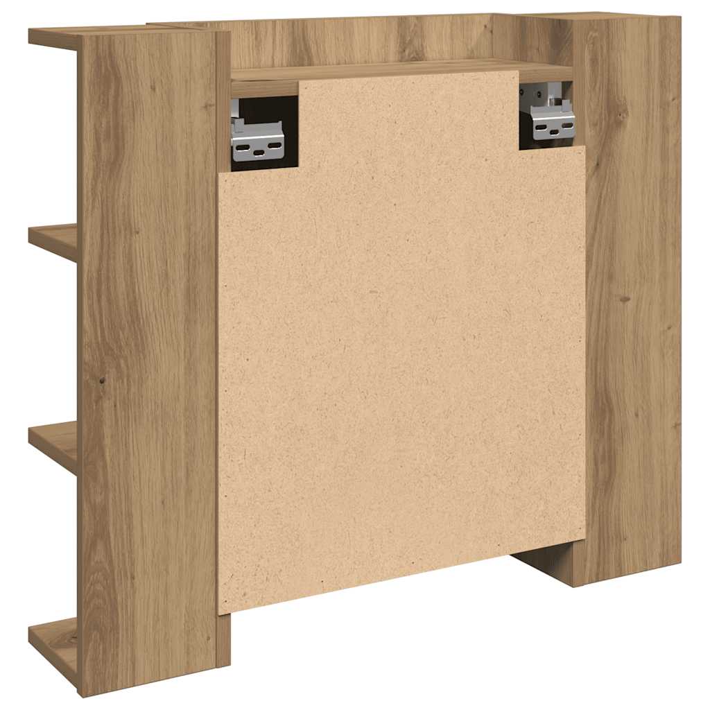 vidaXL Dulap cu oglindă și LED, Artisan Stejar, 70x16,5x60 cm