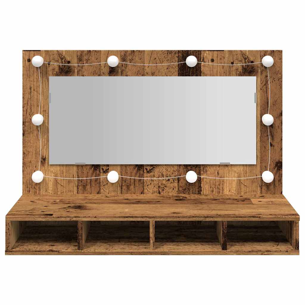 vidaXL Dulap cu oglindă și LED, lemn vechi, 90x31,5x62 cm vidaXL Dulap cu oglindă și LED, lemn vechi, 90x31,5x62 cm