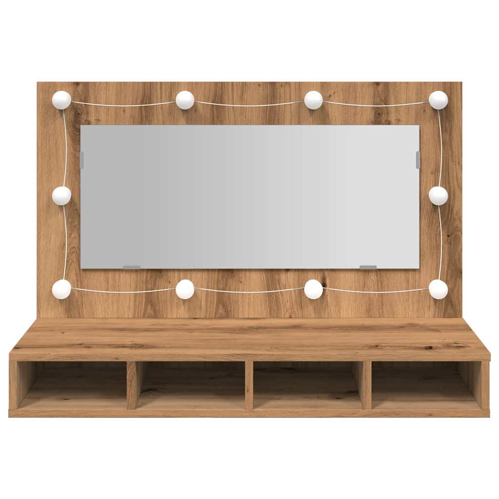 vidaXL Dulap cu oglindă și LED, Artisan Stejar, 90x31,5x62 cm vidaXL Dulap cu oglindă și LED, Artisan Stejar, 90x31,5x62 cm