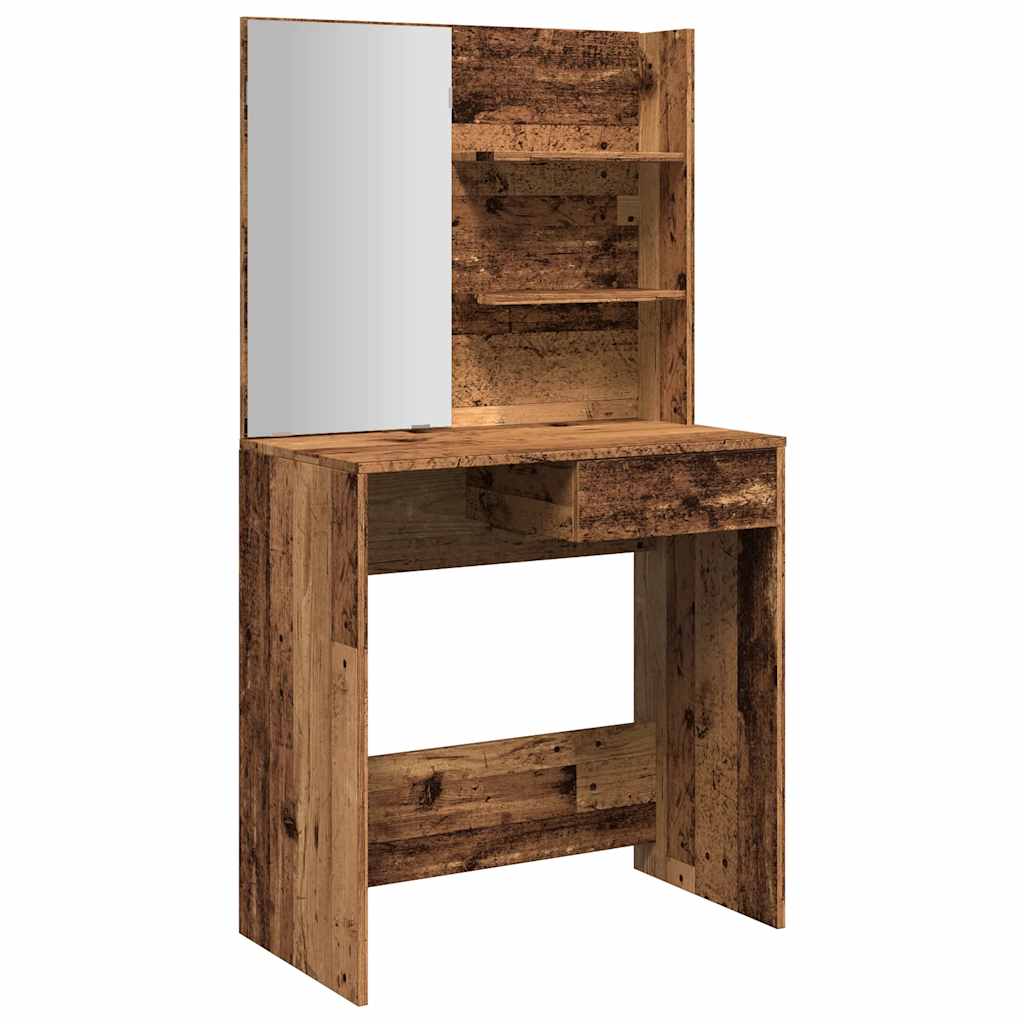 vidaXL Masă de toaletă cu oglindă, lemn vechi, 74,5x40x141 cm vidaXL Masă de toaletă cu oglindă, lemn vechi, 74,5x40x141 cm