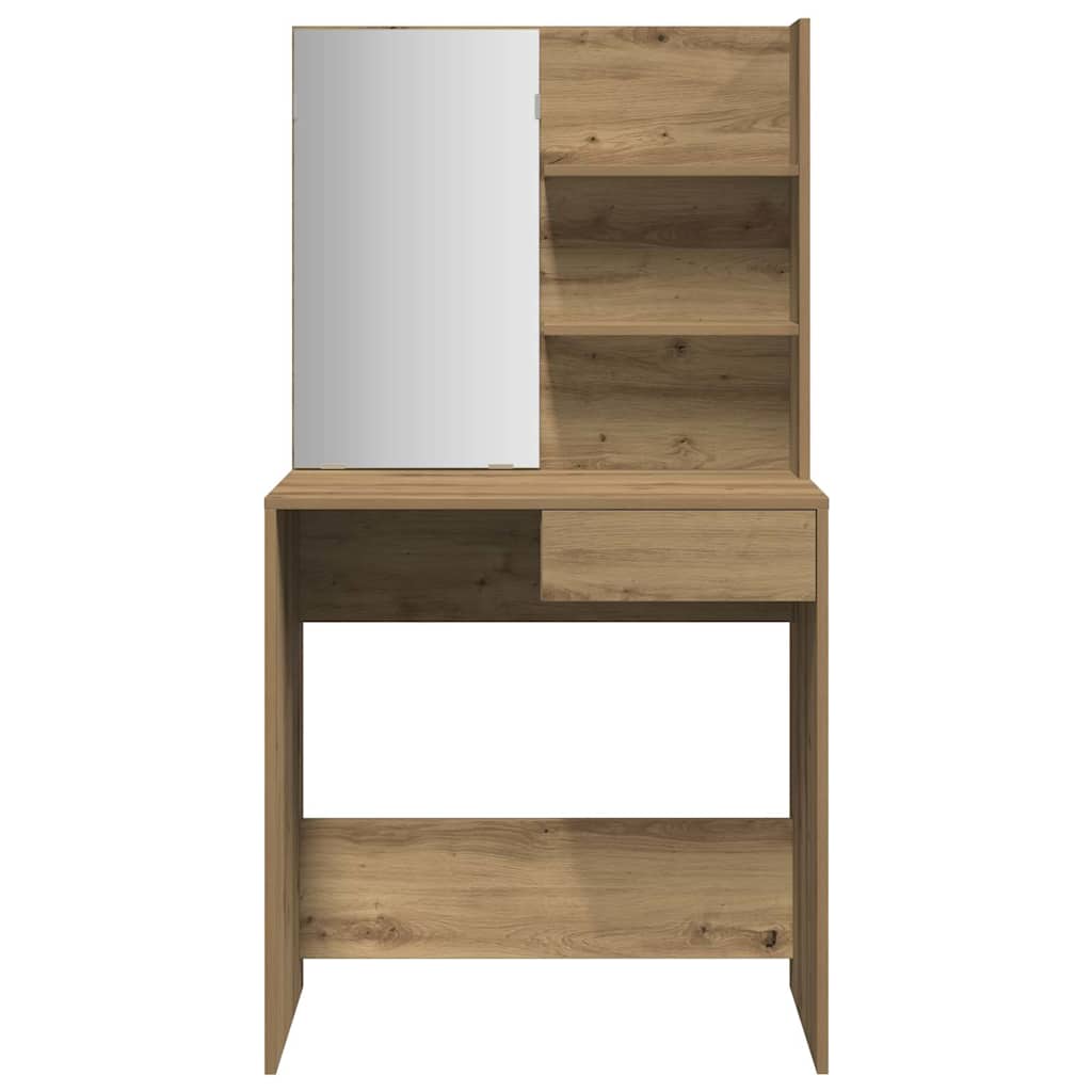 vidaXL Masă de toaletă cu oglindă, stejar artizanal, 74,5x40x141 cm vidaXL Masă de toaletă cu oglindă, stejar artizanal, 74,5x40x141 cm
