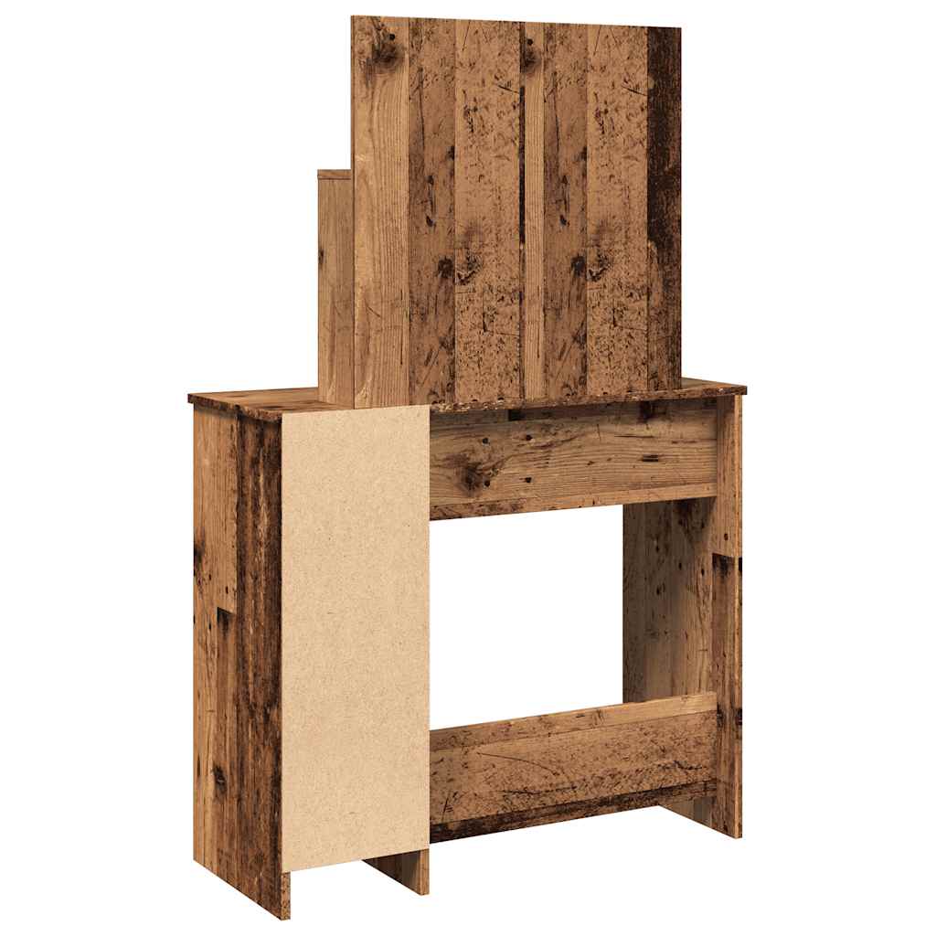 vidaXL Masa de toaleta cu oglinda lemn vechi 86,5x35x136 cm