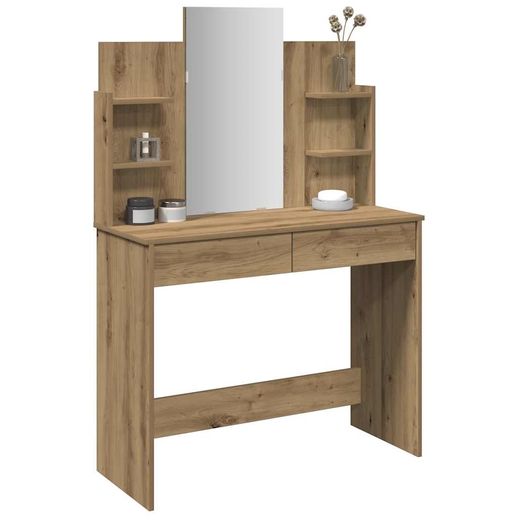 vidaXL Masa de toaleta cu oglinda Artisan Stejar 96x39x142 cm vidaXL Masa de toaleta cu oglinda Artisan Stejar 96x39x142 cm