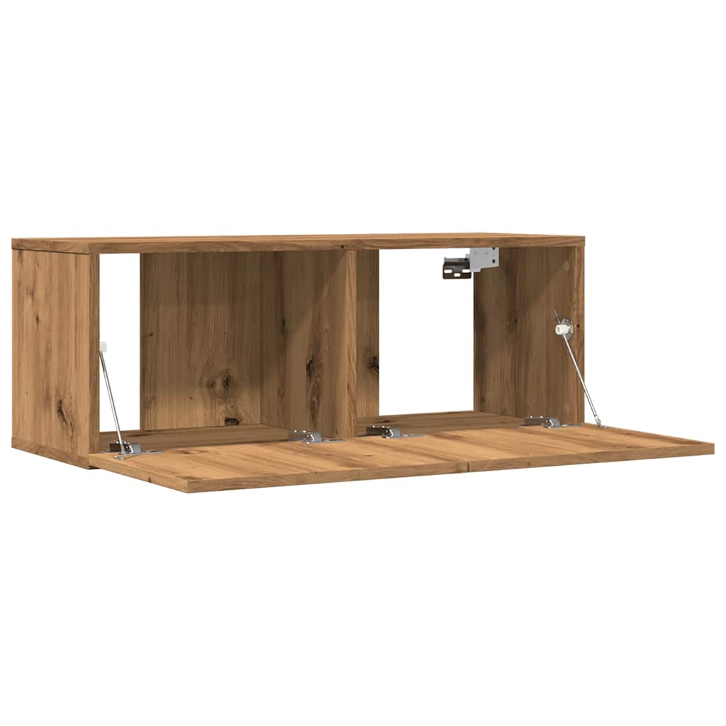 vidaXL Comodă TV de perete, 2 buc. stejar artizanal, 80x30x30 cm vidaXL Comodă TV de perete, 2 buc. stejar artizanal, 80x30x30 cm