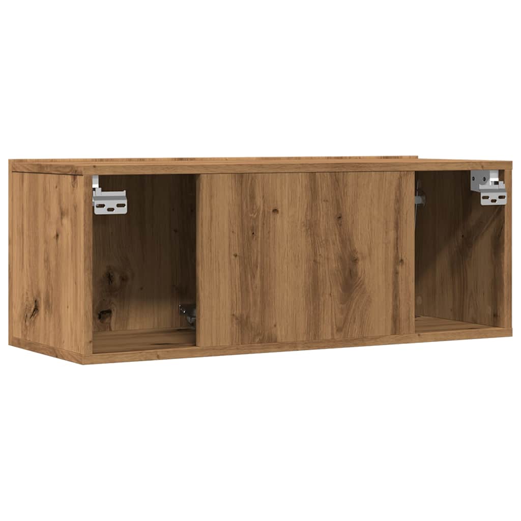vidaXL Comodă TV de perete, 2 buc. stejar artizanal, 80x30x30 cm vidaXL Comodă TV de perete, 2 buc. stejar artizanal, 80x30x30 cm