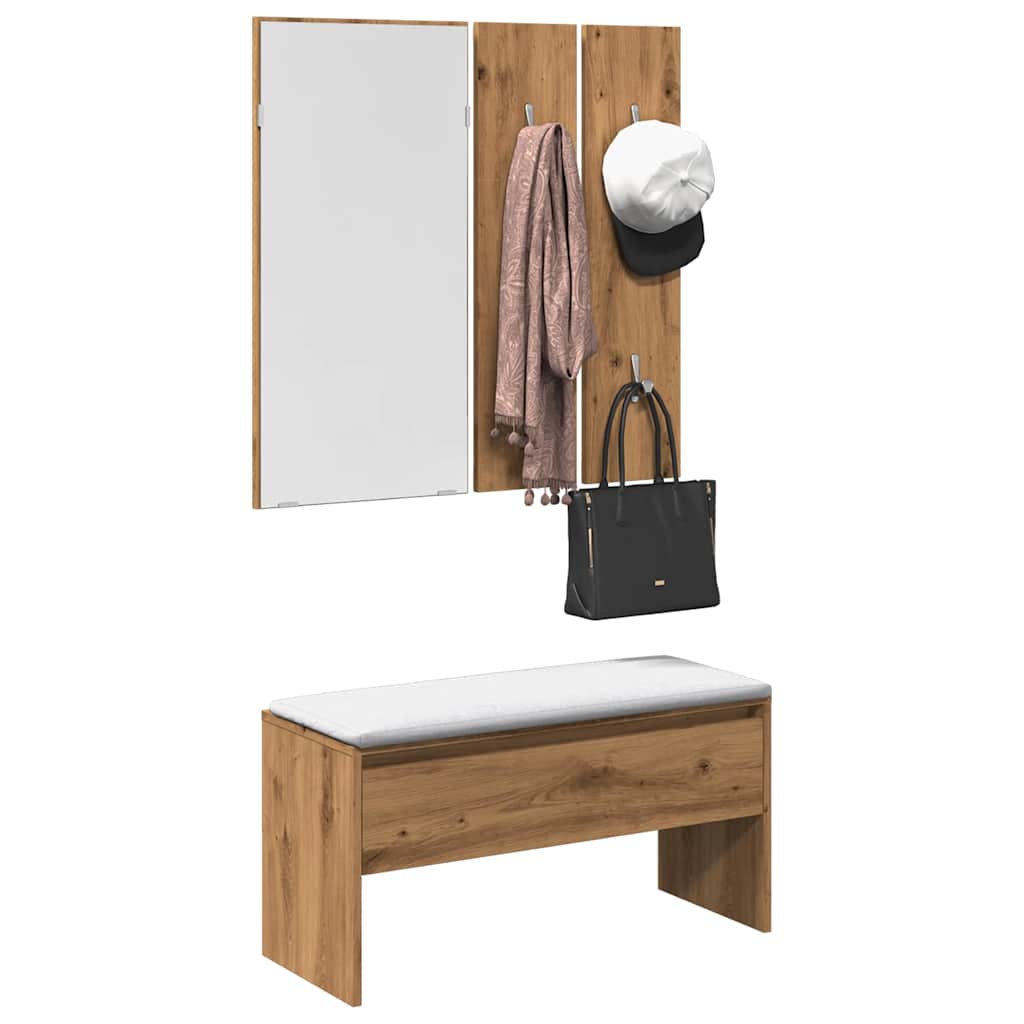 vidaXL Set de mobilier pentru hol din lemn de stejar artizanal