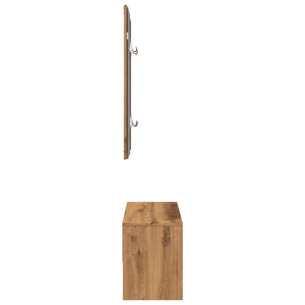 vidaXL Set de mobilier pentru hol din lemn de stejar artizanal