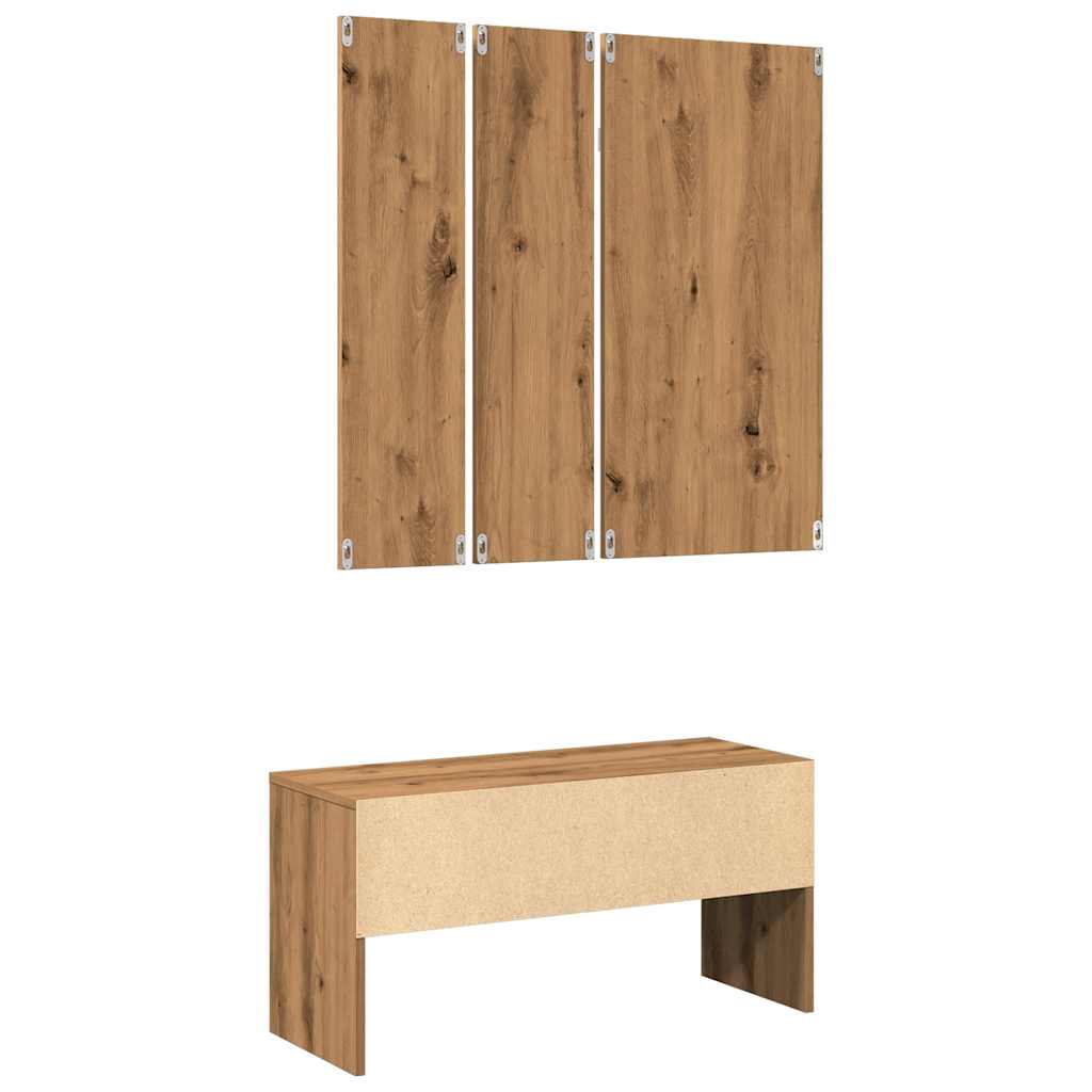 vidaXL Set de mobilier pentru hol din lemn de stejar artizanal