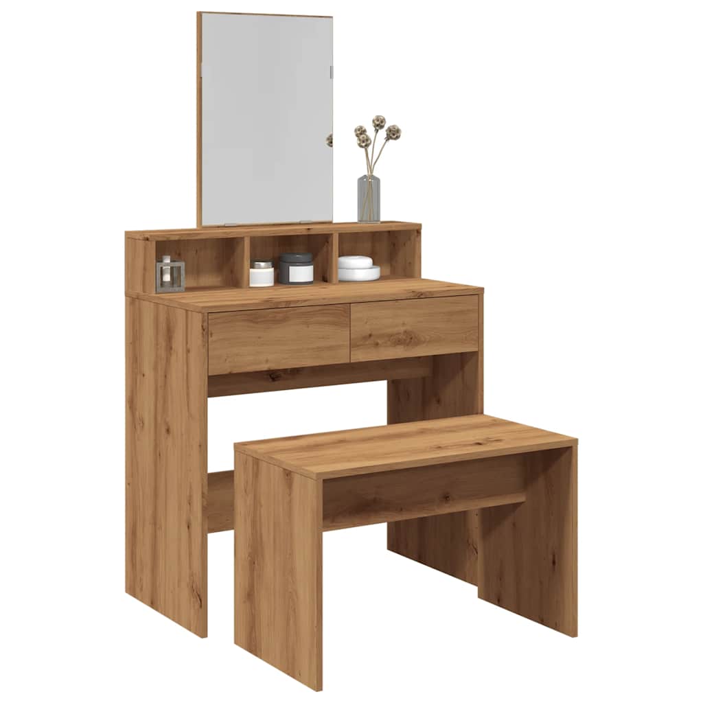vidaXL Taburet de toaletă Stejar artizanal 70x35x45 cm Lemn prelucrat vidaXL Taburet de toaletă Stejar artizanal 70x35x45 cm Lemn prelucrat