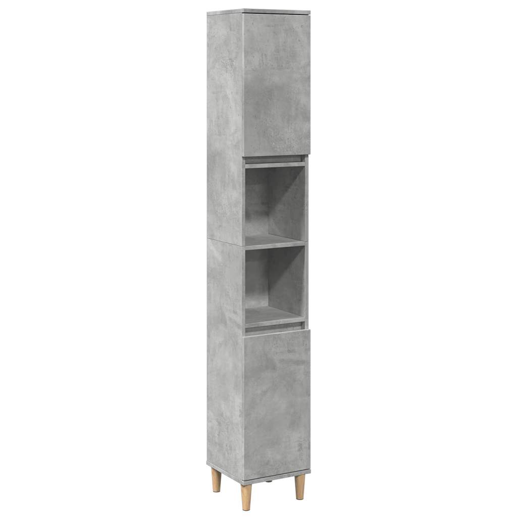 vidaXL Dulap de baie, gri beton, 30x30x190 cm, lemn prelucrat