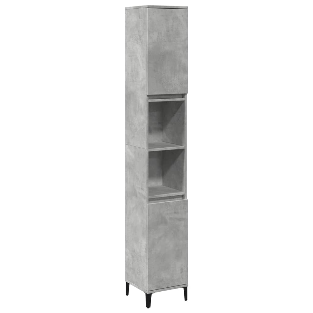 vidaXL Dulap de baie, gri beton, 30x30x190 cm, lemn prelucrat