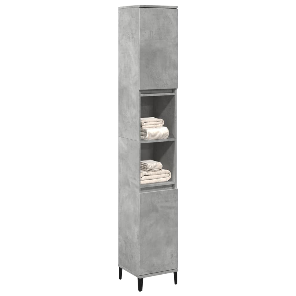 vidaXL Dulap de baie, gri beton, 30x30x190 cm, lemn prelucrat
