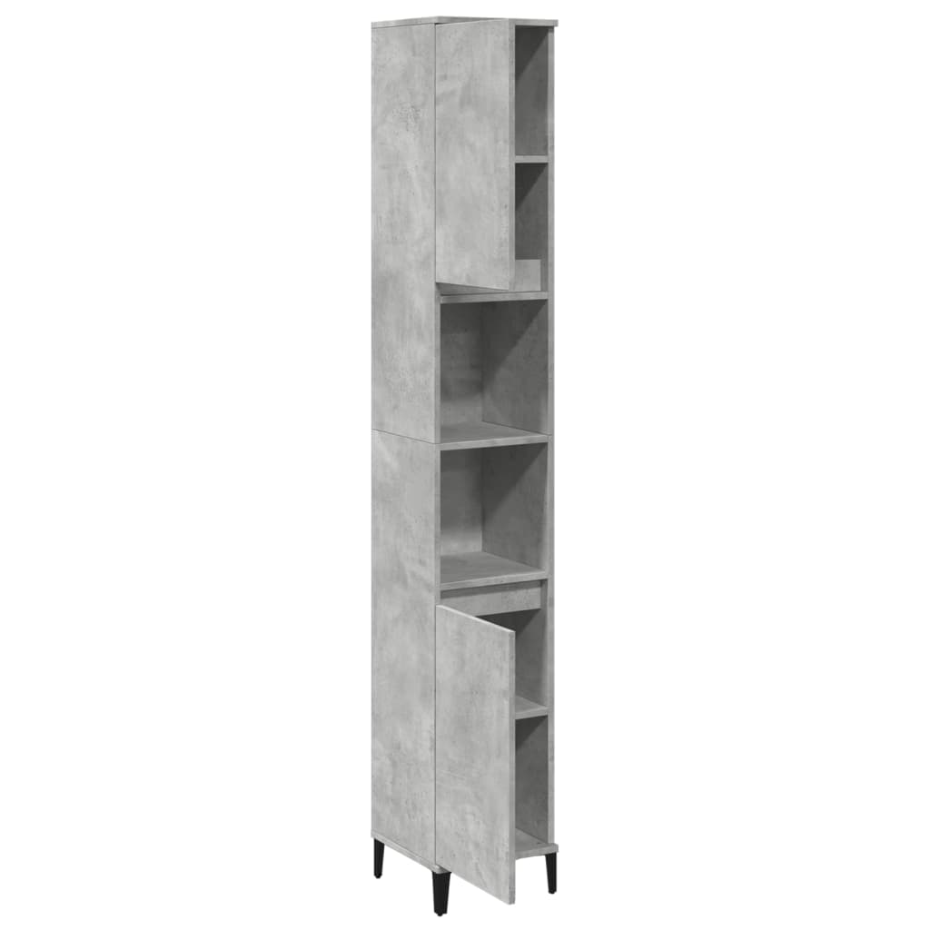 vidaXL Dulap de baie, gri beton, 30x30x190 cm, lemn prelucrat