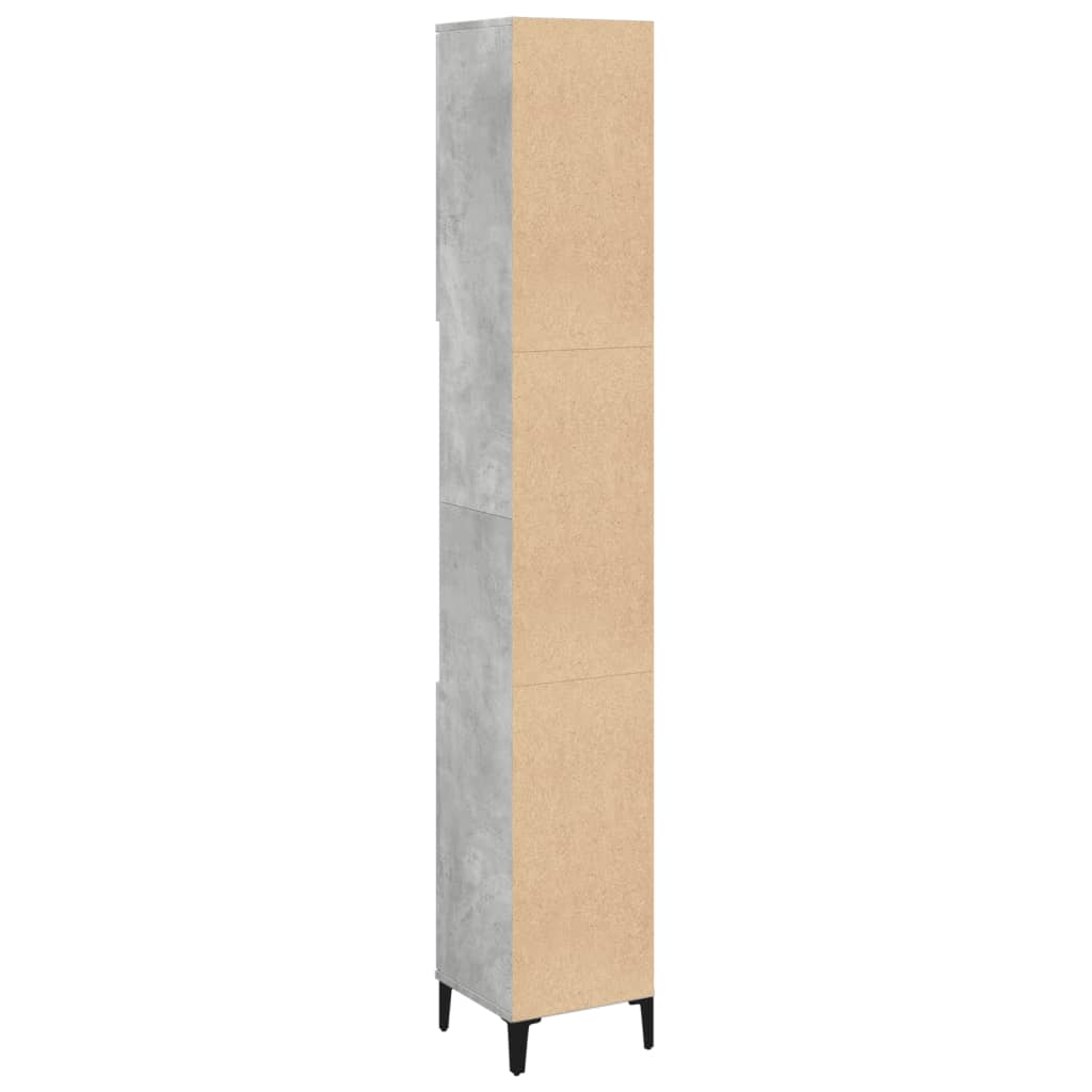 vidaXL Dulap de baie, gri beton, 30x30x190 cm, lemn prelucrat