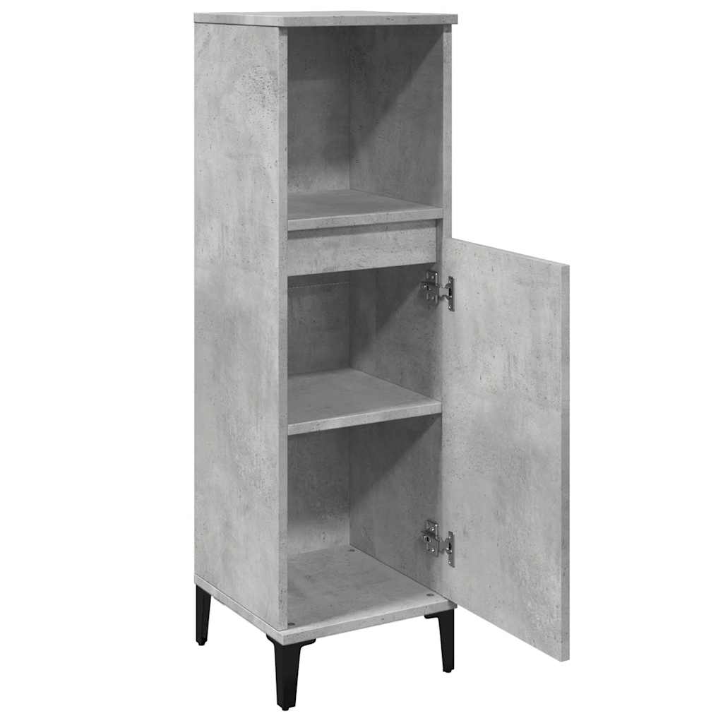vidaXL Dulap de baie, gri beton, 30x30x100 cm, lemn prelucrat