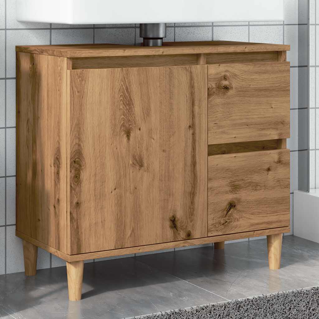 vidaXL Dulap de chiuvetă, stejar artizanal, 65x33x60 cm lemn prelucrat vidaXL Dulap de chiuvetă, stejar artizanal, 65x33x60 cm lemn prelucrat