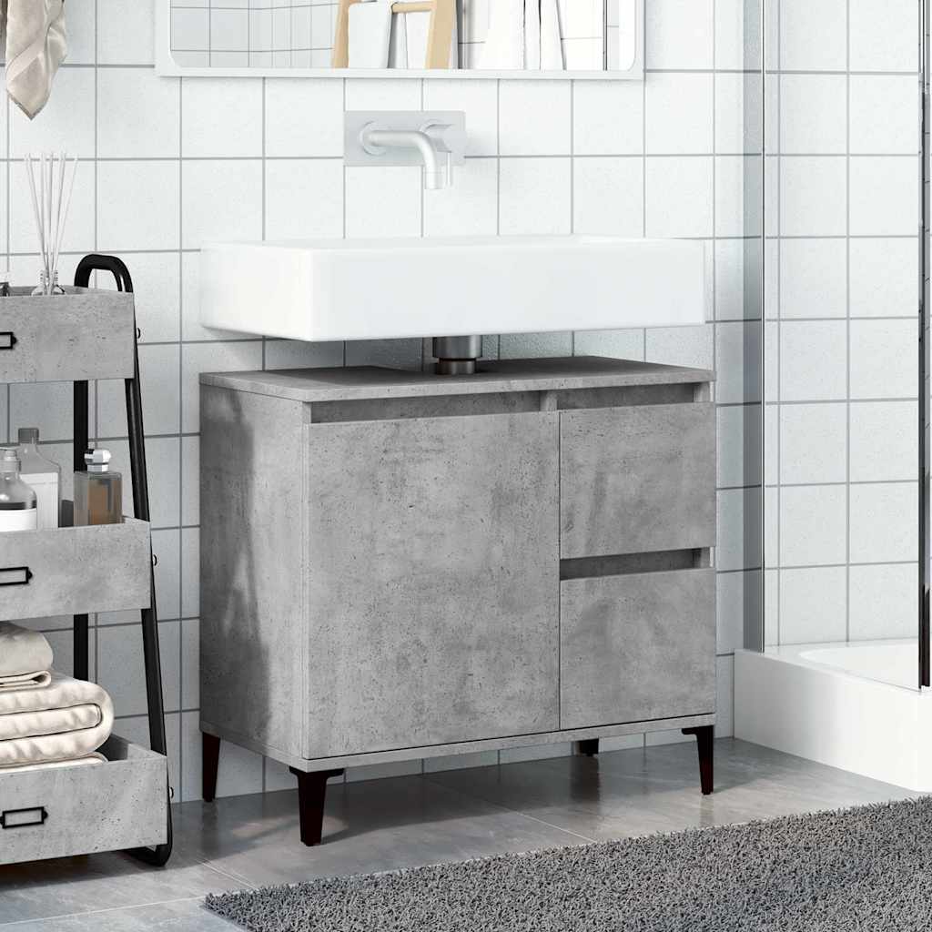 vidaXL Dulap de chiuvetă, gri beton, 65x33x60 cm, lemn prelucrat vidaXL Dulap de chiuvetă, gri beton, 65x33x60 cm, lemn prelucrat