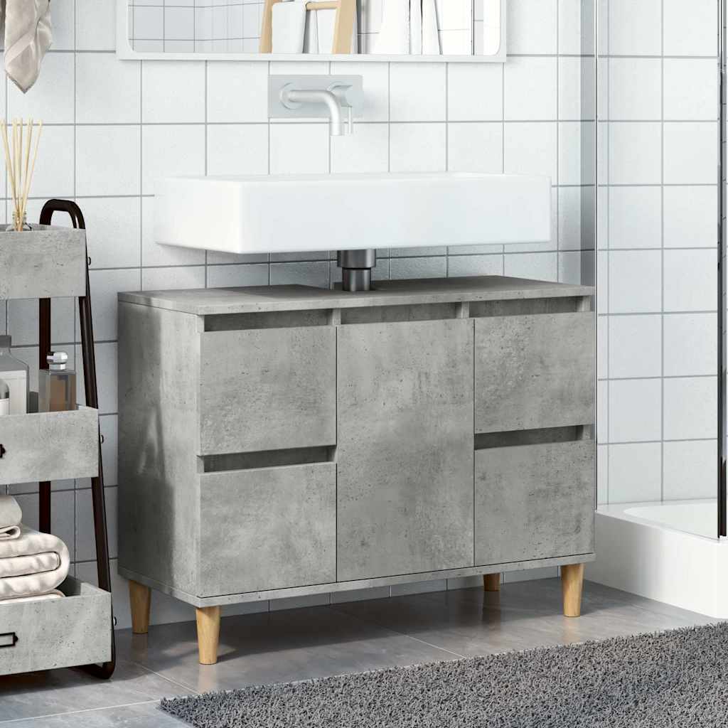 vidaXL Dulap de chiuvetă, gri beton, 80x33x60 cm, lemn prelucrat vidaXL Dulap de chiuvetă, gri beton, 80x33x60 cm, lemn prelucrat
