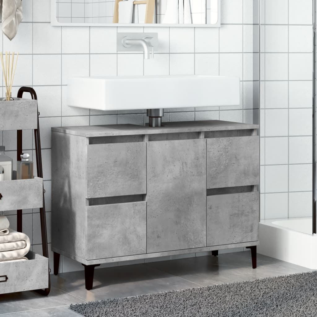 vidaXL Dulap de chiuvetă, gri beton, 80x33x60 cm, lemn prelucrat vidaXL Dulap de chiuvetă, gri beton, 80x33x60 cm, lemn prelucrat