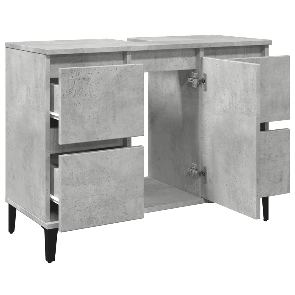 vidaXL Dulap de chiuvetă, gri beton, 80x33x60 cm, lemn prelucrat vidaXL Dulap de chiuvetă, gri beton, 80x33x60 cm, lemn prelucrat