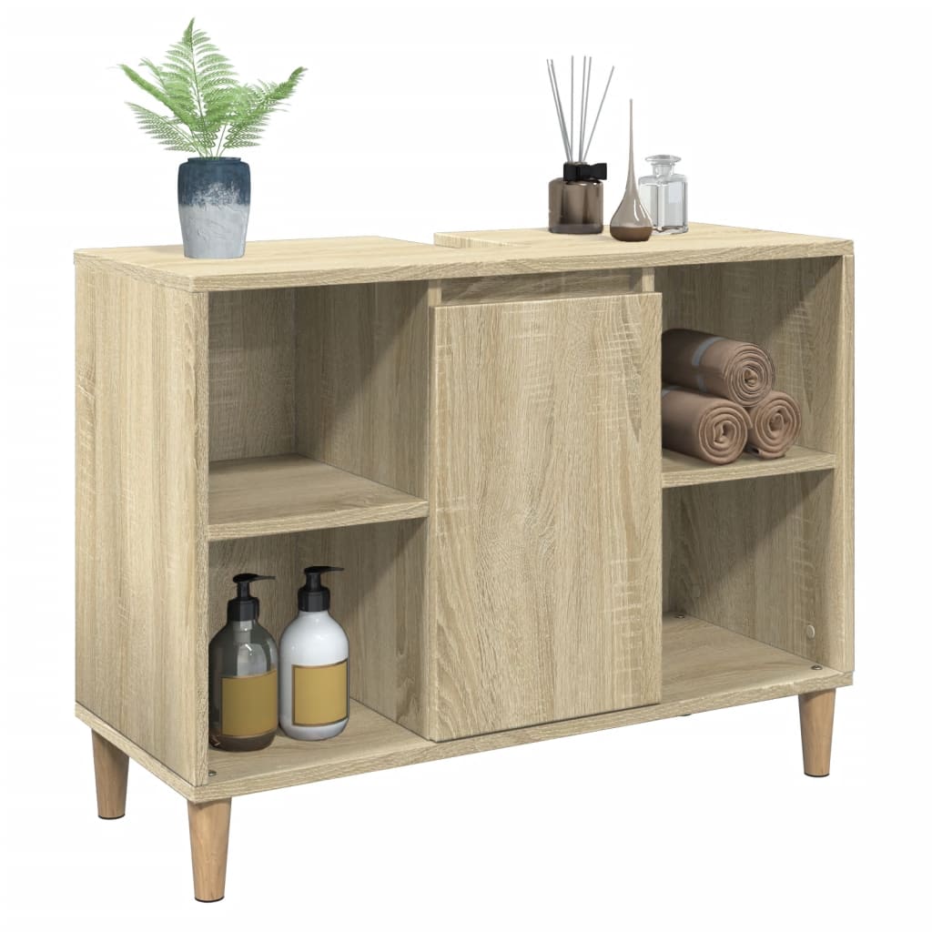 vidaXL Dulap pentru baie, stejar sonoma, 80x33x60 cm, lemn compozit vidaXL Dulap pentru baie, stejar sonoma, 80x33x60 cm, lemn compozit