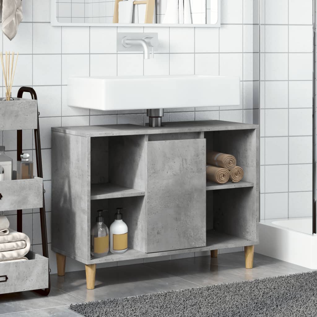 vidaXL Dulap pentru baie, gri beton, 80x33x60 cm, lemn compozit vidaXL Dulap pentru baie, gri beton, 80x33x60 cm, lemn compozit