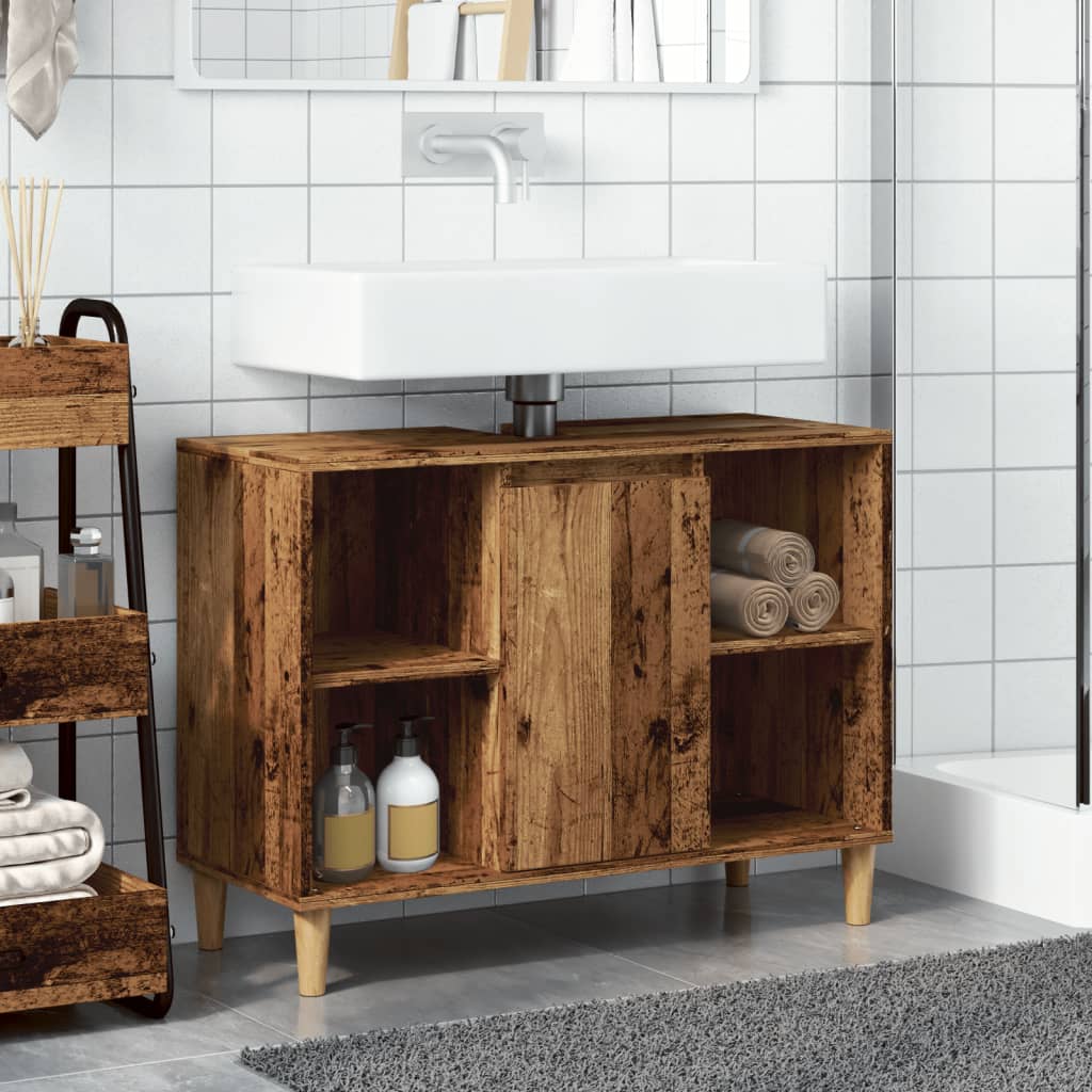 vidaXL Dulap pentru baie, lemn vechi, 80x33x60 cm, lemn prelucrat vidaXL Dulap pentru baie, lemn vechi, 80x33x60 cm, lemn prelucrat