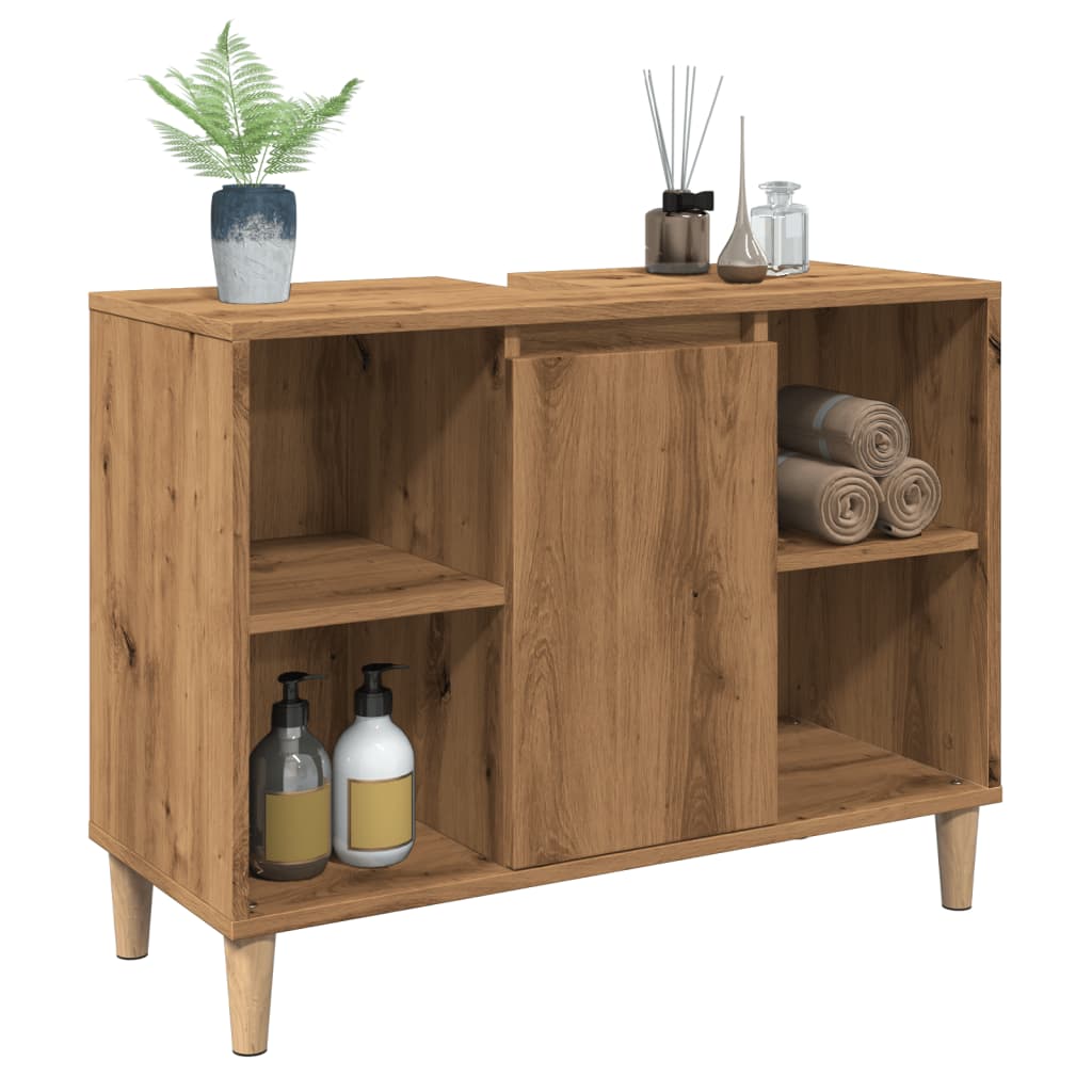 vidaXL Dulap pentru baie stejar artizanal, 80x33x60 cm, lemn prelucrat vidaXL Dulap pentru baie stejar artizanal, 80x33x60 cm, lemn prelucrat