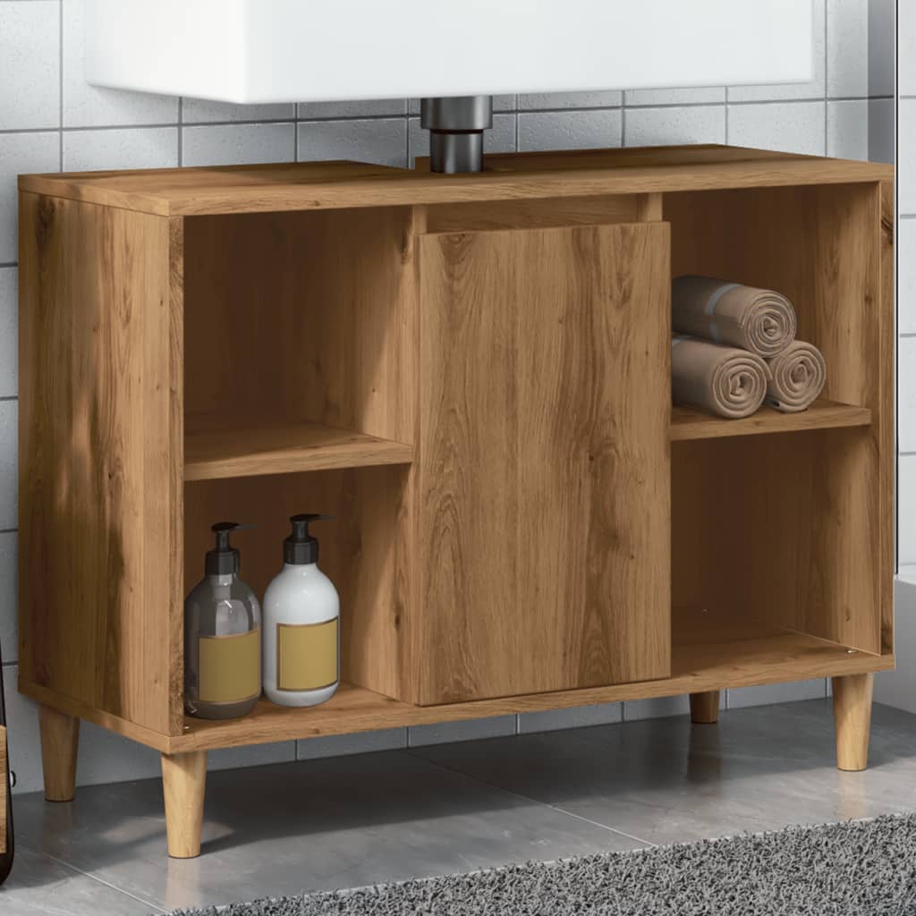 vidaXL Dulap pentru baie stejar artizanal, 80x33x60 cm, lemn prelucrat vidaXL Dulap pentru baie stejar artizanal, 80x33x60 cm, lemn prelucrat