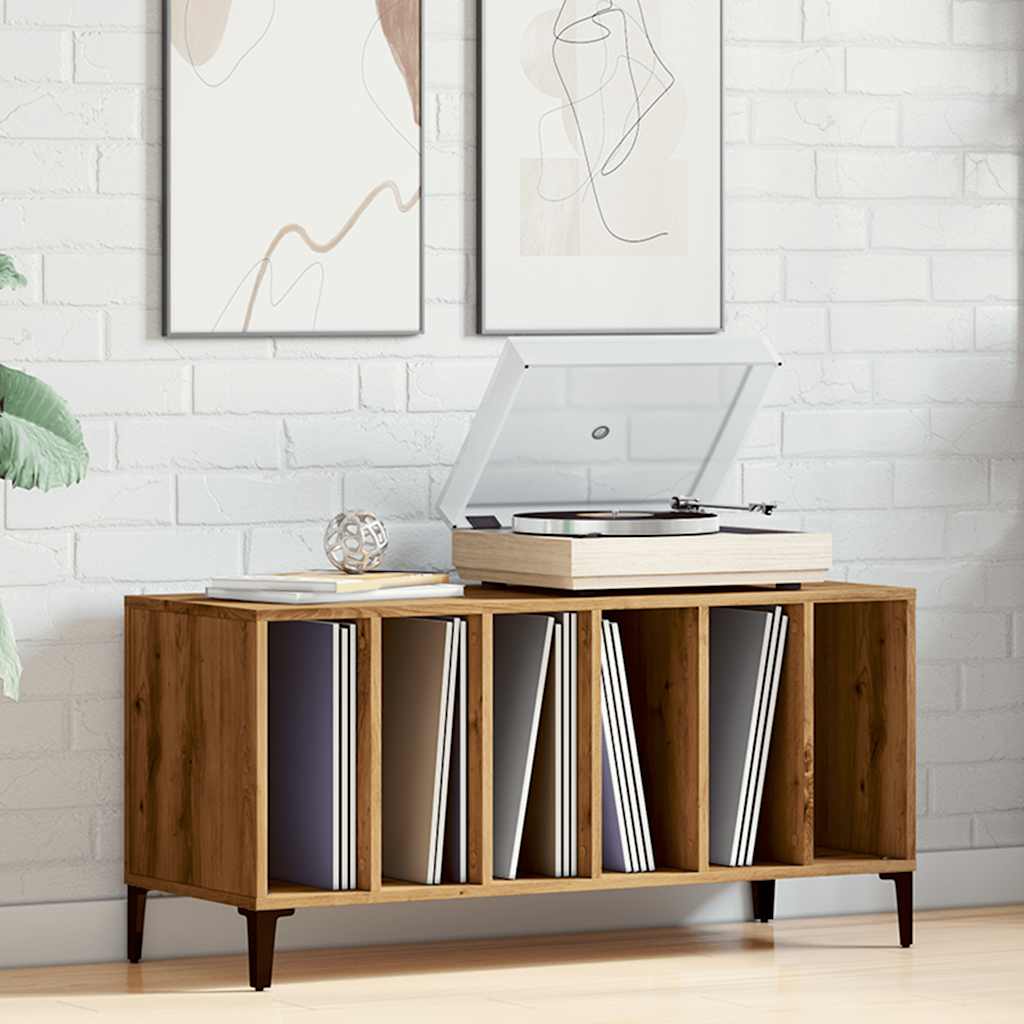 vidaXL Dulap de discuri stejar artizanal, 100x38x48 cm, lemn prelucrat