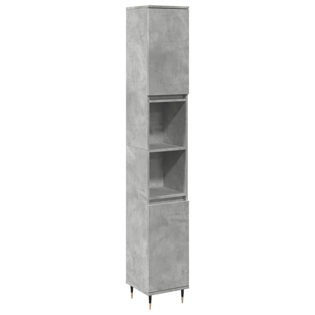 vidaXL Dulap de baie, gri beton, 30x30x190 cm, lemn prelucrat
