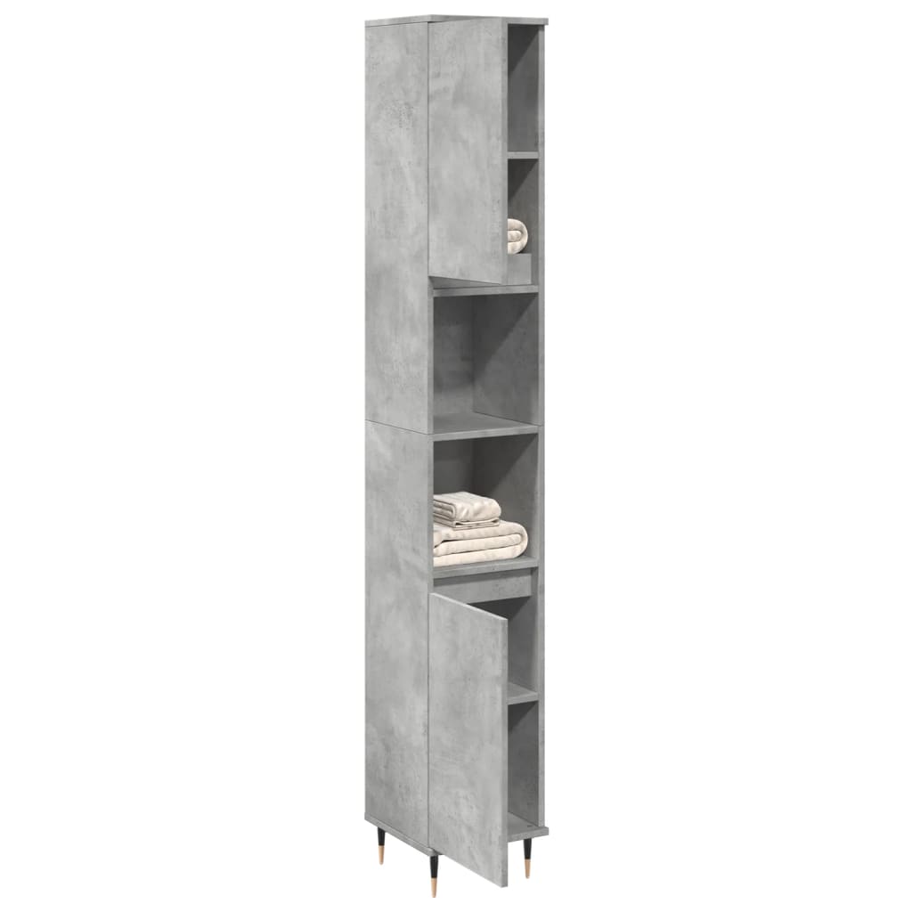 vidaXL Dulap de baie, gri beton, 30x30x190 cm, lemn prelucrat