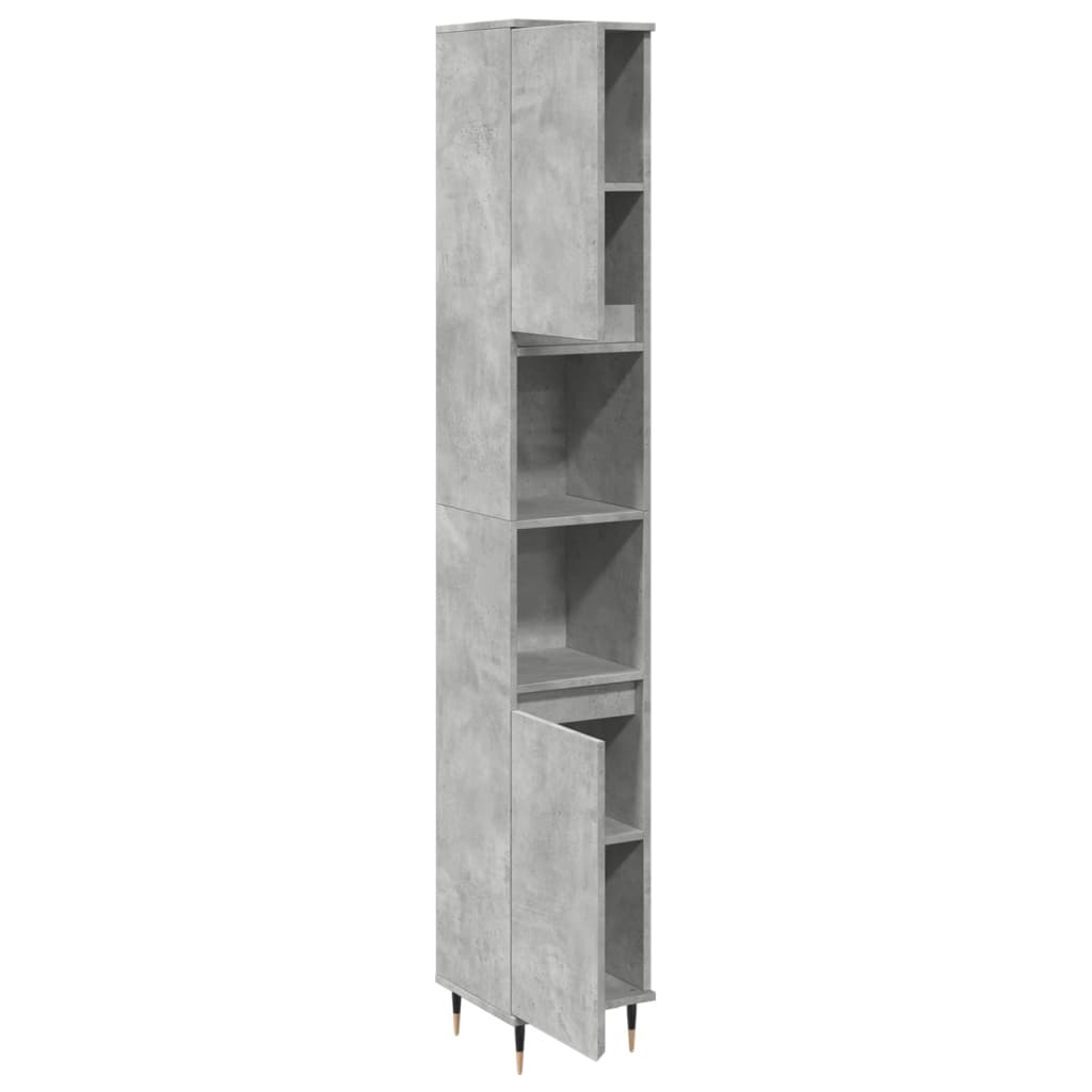 vidaXL Dulap de baie, gri beton, 30x30x190 cm, lemn prelucrat