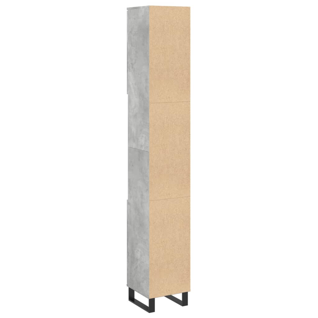 vidaXL Dulap de baie, gri beton, 30x30x190 cm, lemn prelucrat