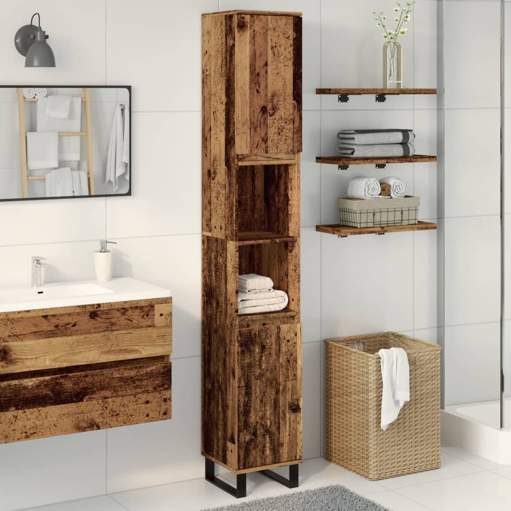 vidaXL Dulap de baie, lemn vechi, 30x30x190 cm, lemn prelucrat vidaXL Dulap de baie, lemn vechi, 30x30x190 cm, lemn prelucrat