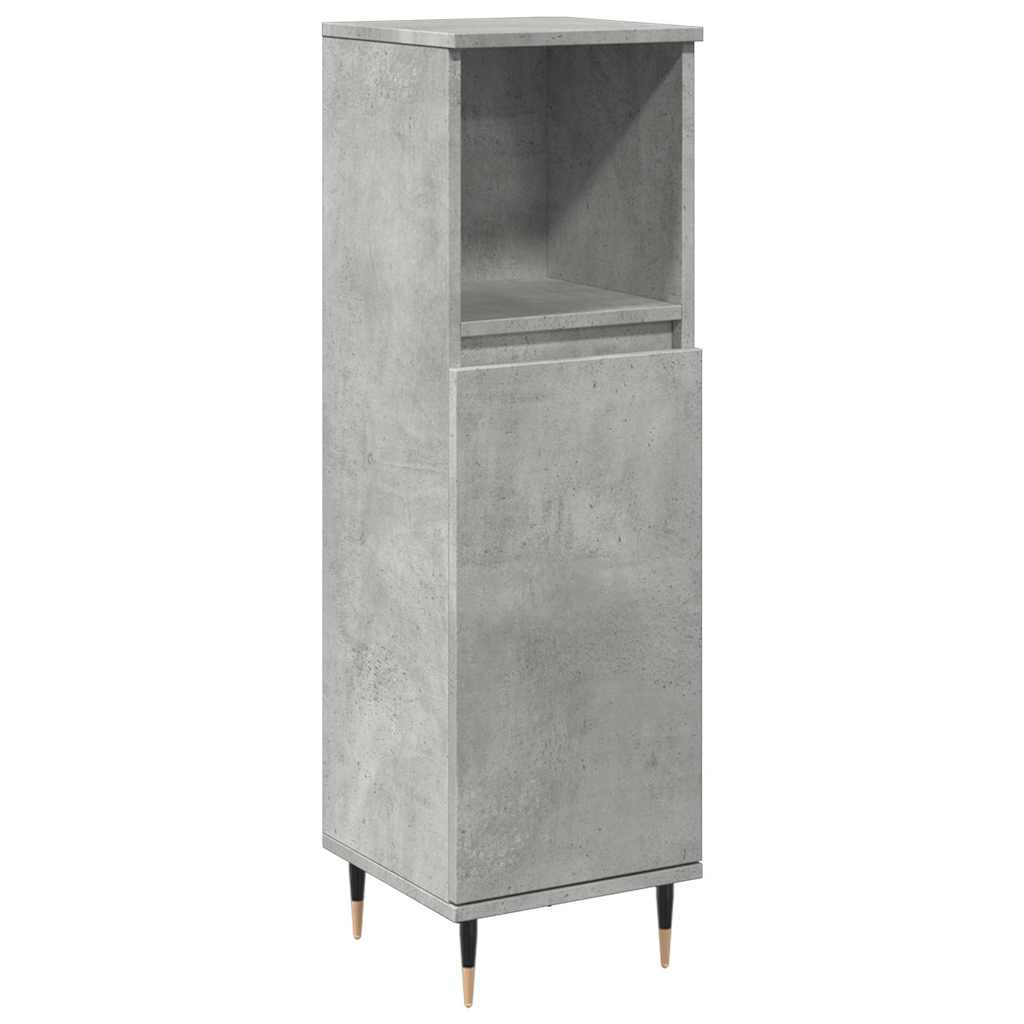 vidaXL Dulap de baie, gri beton, 30x30x100 cm, lemn prelucrat
