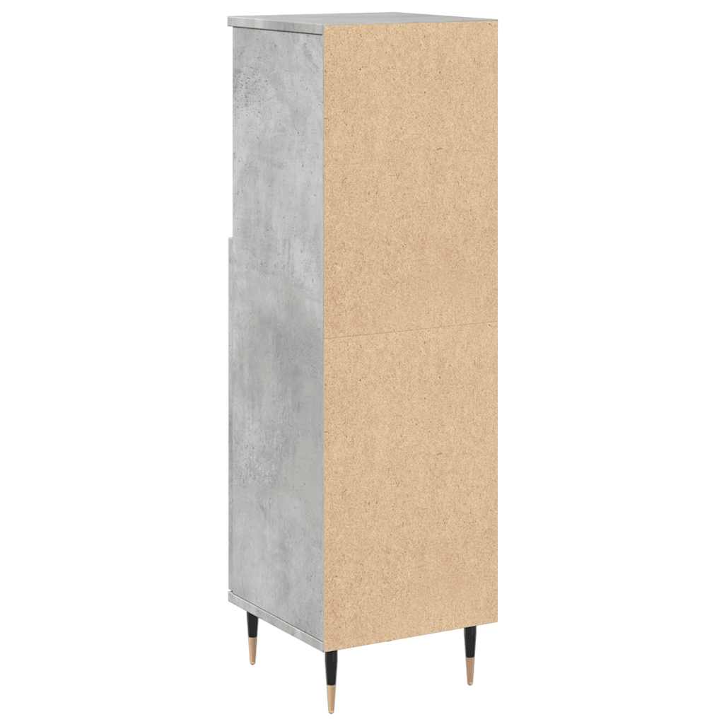 vidaXL Dulap de baie, gri beton, 30x30x100 cm, lemn prelucrat