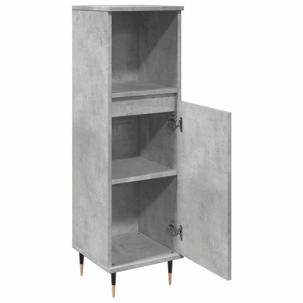 vidaXL Dulap de baie, gri beton, 30x30x100 cm, lemn prelucrat