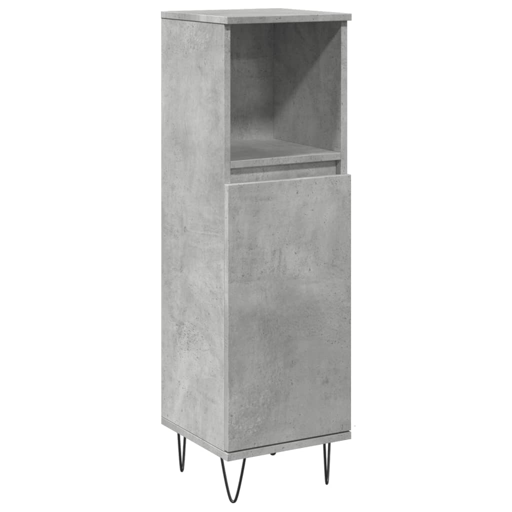 vidaXL Dulap de baie, gri beton, 30x30x100 cm, lemn prelucrat