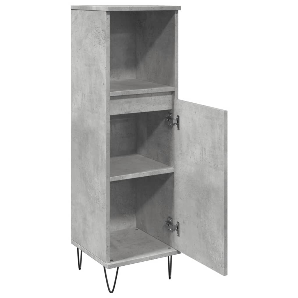 vidaXL Dulap de baie, gri beton, 30x30x100 cm, lemn prelucrat