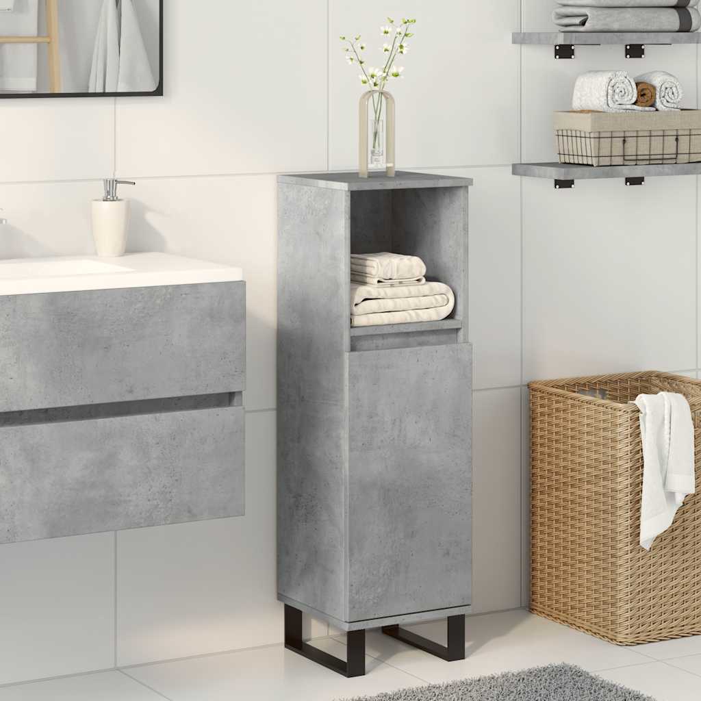 vidaXL Dulap de baie, gri beton, 30x30x100 cm, lemn prelucrat